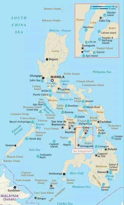 Mapa buceo en Filipinas